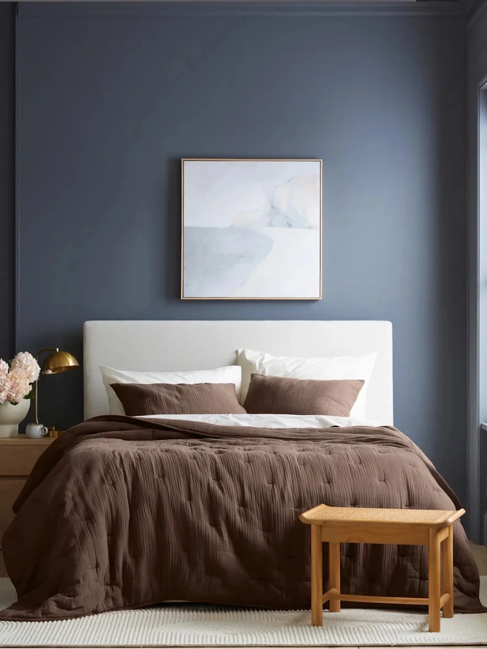 NWT Quince Chocolate Brown Organic Cotton Gauze Duvet Cover and Sham Set!